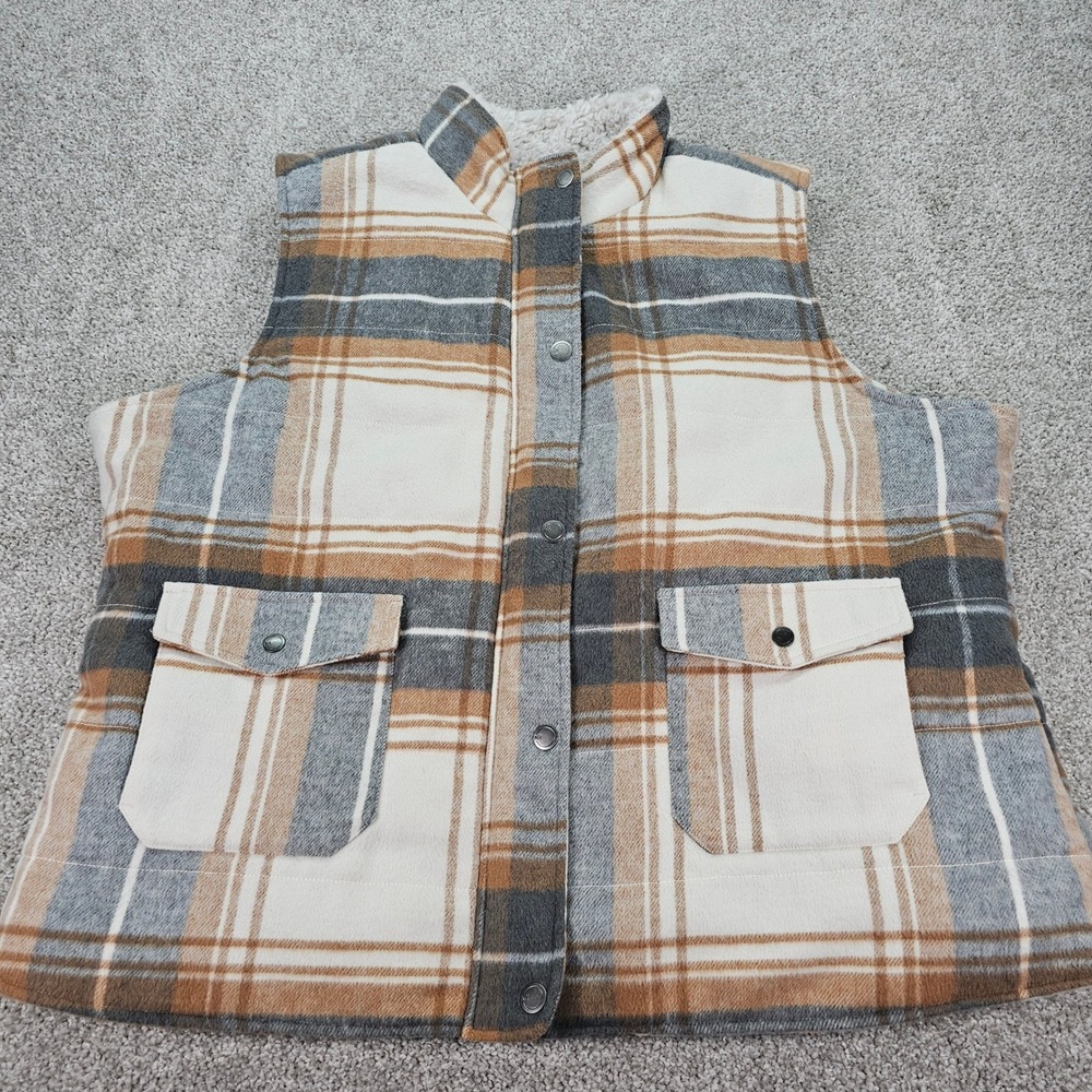 Natural Reflections Plaid Sherpa Lined Quilted‎ Vest Men's 2X/2T